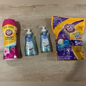 New Arm and Hammer washing supplies & (2) Dial hand soaps
